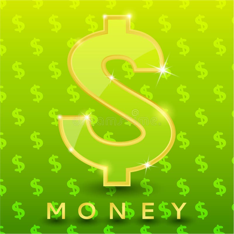 Green dollar sign on pattern background