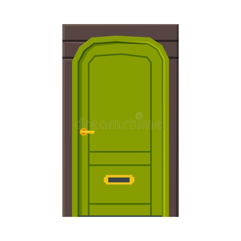 Green Door, Classic Facade Architactural Design Element Vector