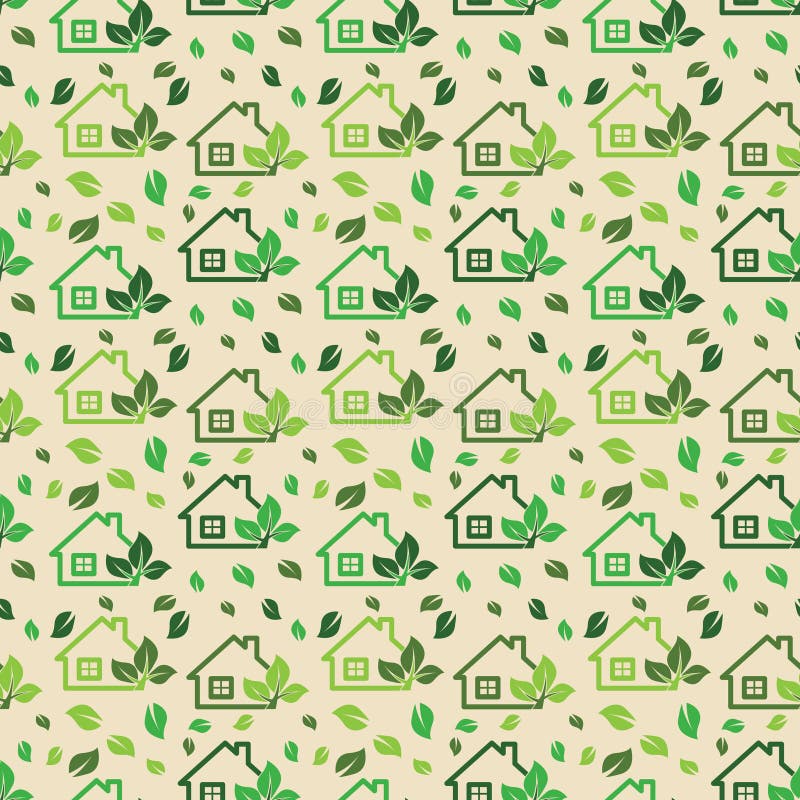 Green Eco Background Made Small Ecology Houses Tree Stock Illustrations ...