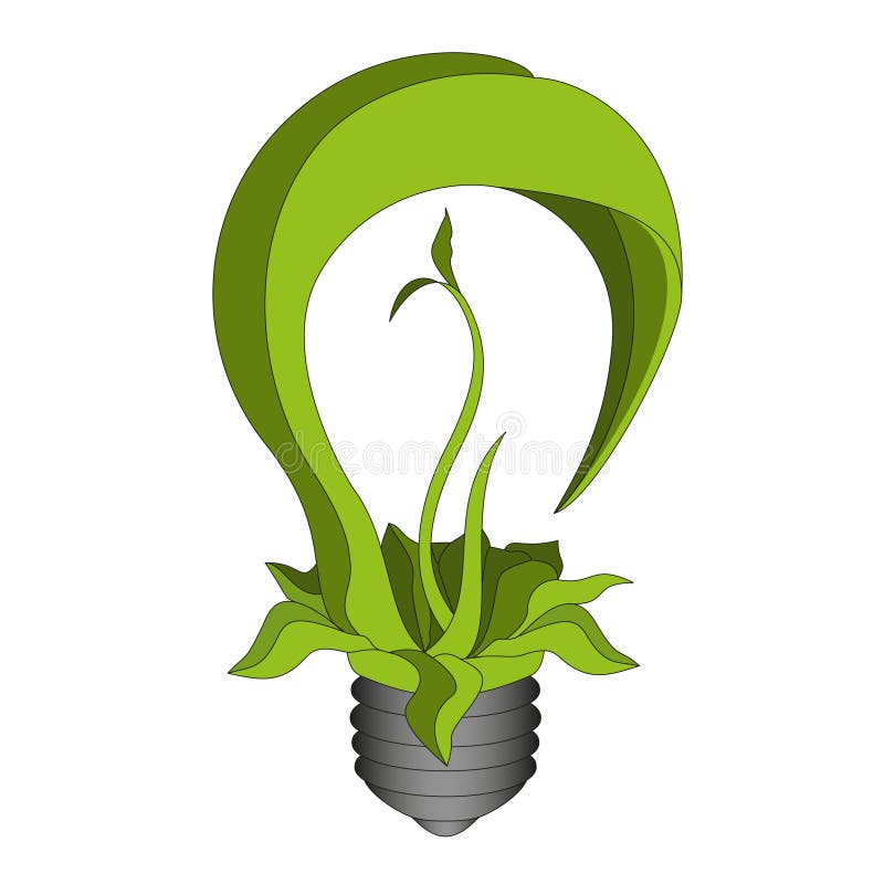 Green eco energy concept, plant growing inside the bulb. Vector eps10. Green eco energy concept, plant growing inside the bulb. Vector eps10