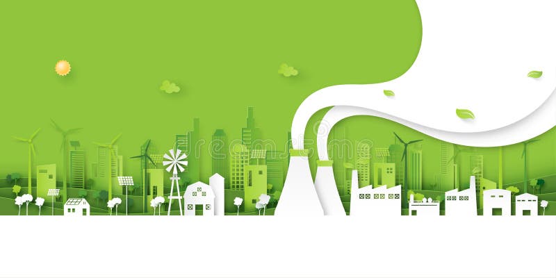 05.Green eco city paper art background