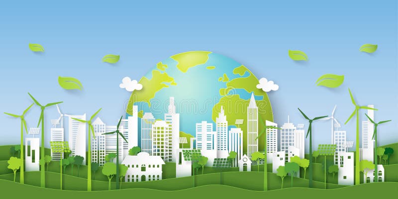 04.Green Eco City Paper Art Background Stock Vector - Illustration ...