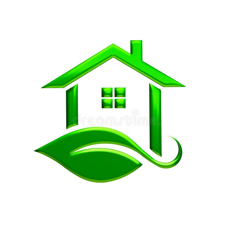 Green iEco House Logoi 3D Rendering Illustration Stock 