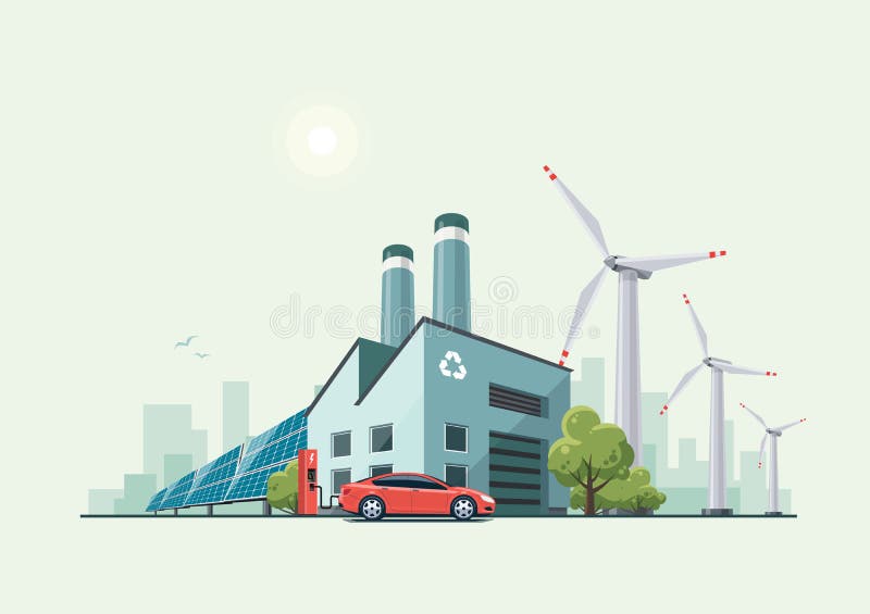 Green Eco Recycling Factory stock illustration Green Eco Recycling Factory stock illustration