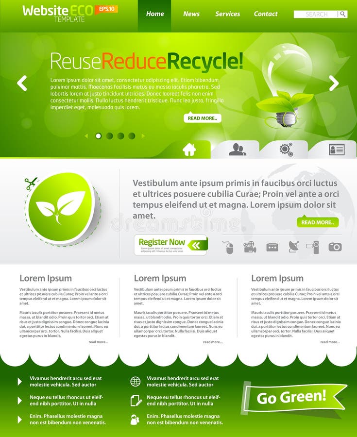 Ecologia verde web layout di modello per i programmatori.