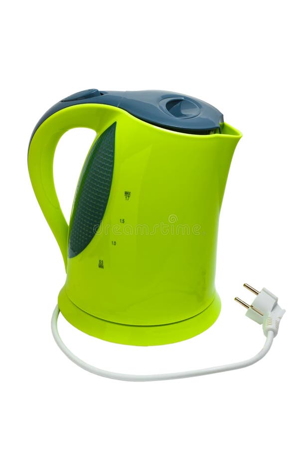 Green Electric Tea Kettle Isolated Stock Image Image of contemporary