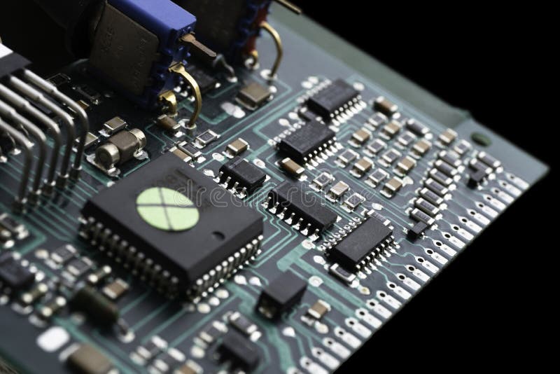 Green Electronic Circuit Board with Electrical Components Stock Photo Image of conductor