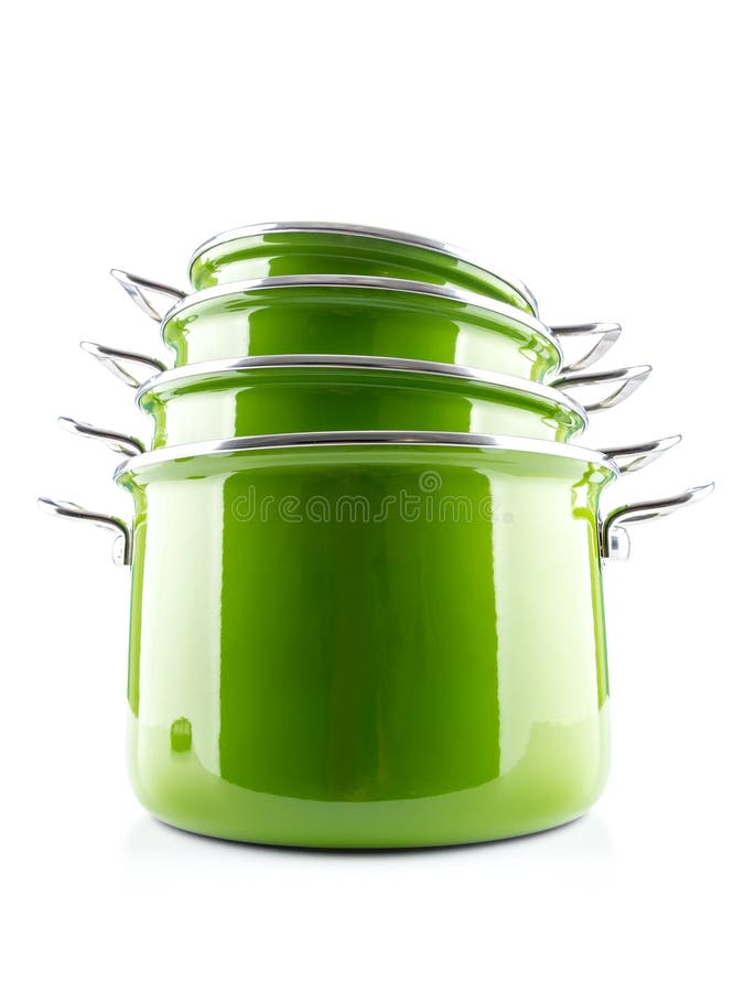 Green Enamel Spittoon with a Golden Lines Decoration on White