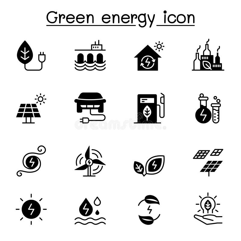 Green energy, Clean power, Eco friendly industial icon set vector illustration graphic design vector illustration