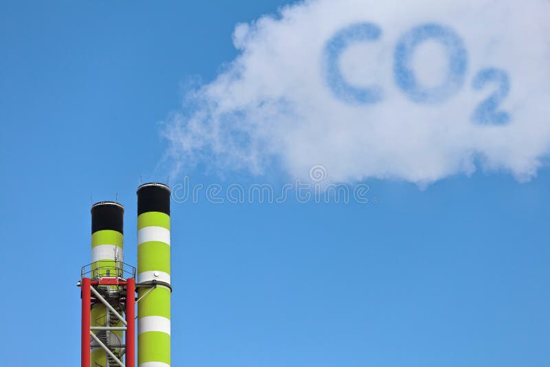 Green factory pipes with co2 emission stock images Green factory pipes with co2 emission stock images
