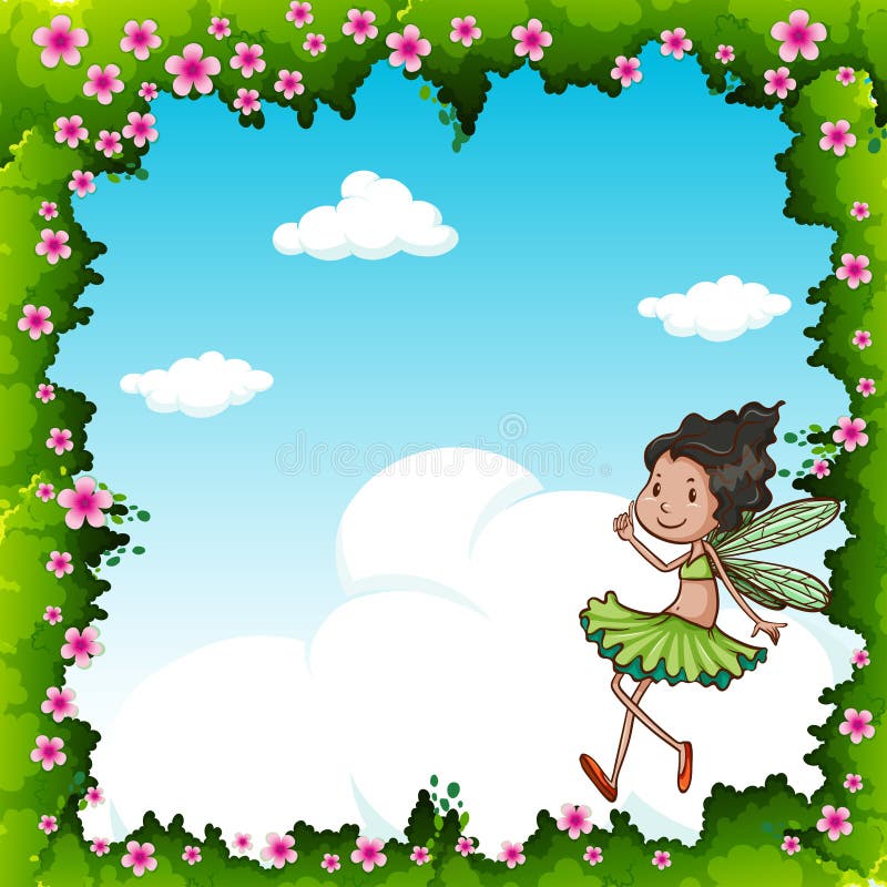 Green fairy flying in the sky vector illustration Green fairy flying in the sky vector illustration