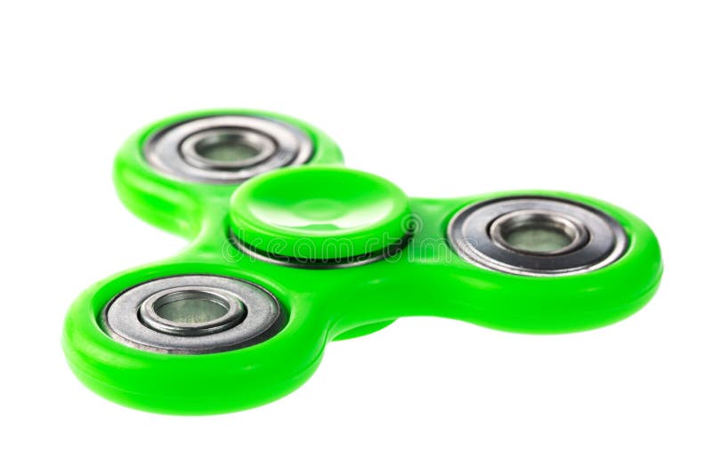 Green Fidget Spinner Close Up Stress Relieving Toy Isolated On White