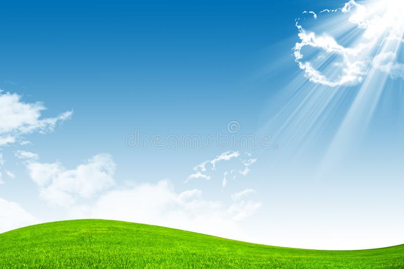 Green field and blue sky