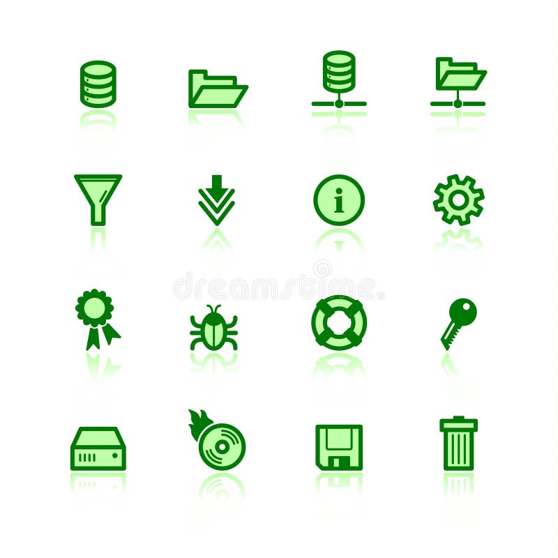 Green file server icons stock illustration