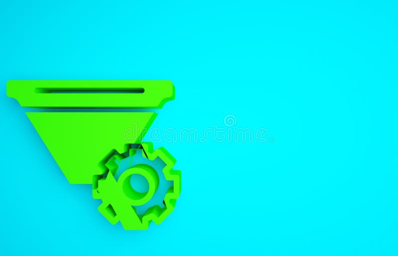 Green Filter Setting Icon Isolated on Blue Background. Minimalism