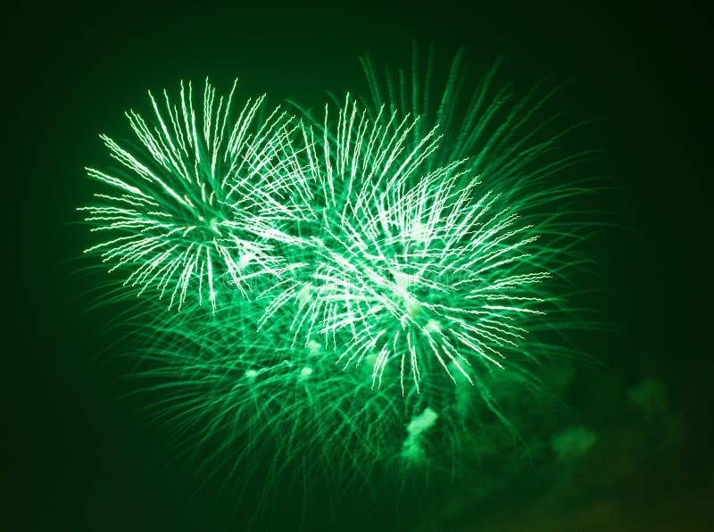 Green fireworks at night