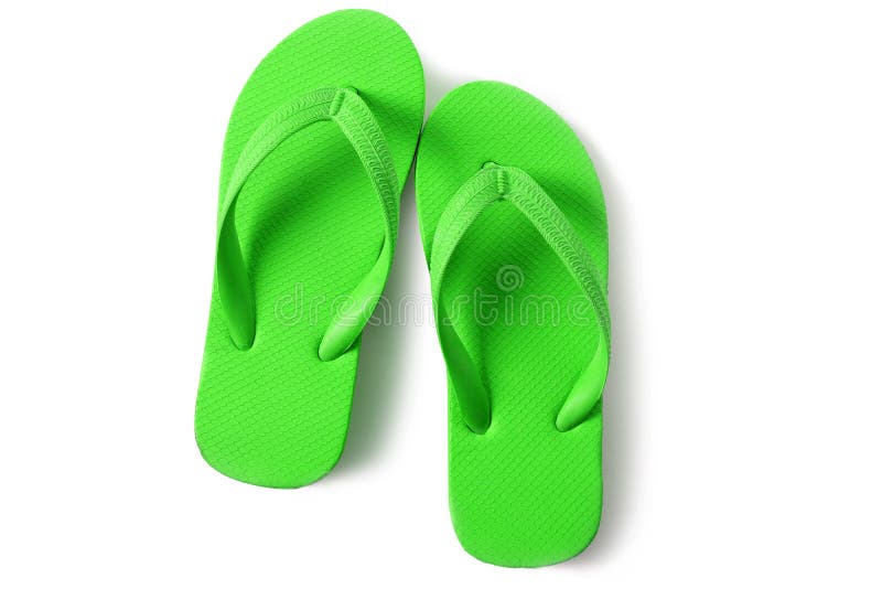 Flip Flop Beach Shoes Green Isolated on White Background Close Up Top ...