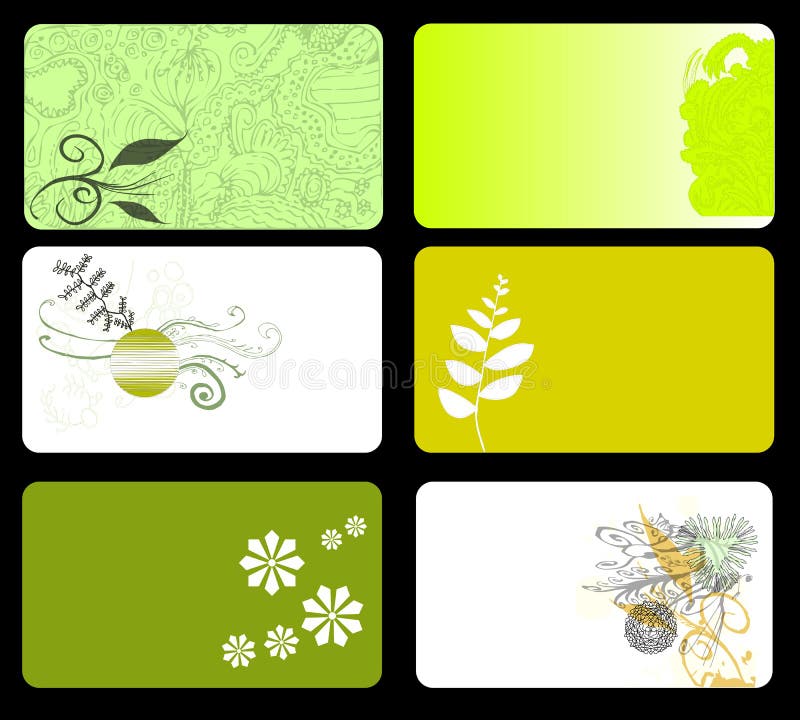 Green Floral Business Cards stock illustration