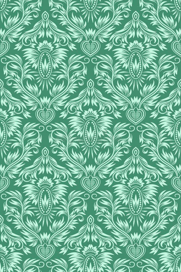 Green Floral Ornament Seamless Pattern Stock Vector Illustration of