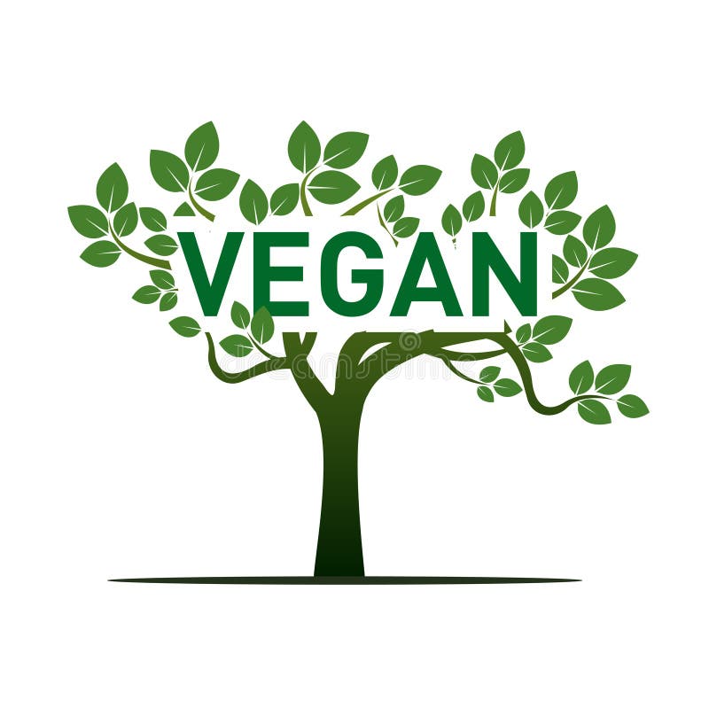 Green Flower and Text VEGAN. Vector Illustration. Stock Illustration