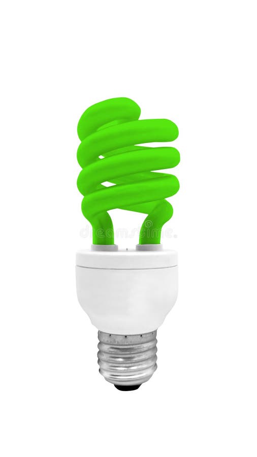 Green Fluorescent Light Bulb with Clipping Path Stock Photo Image of