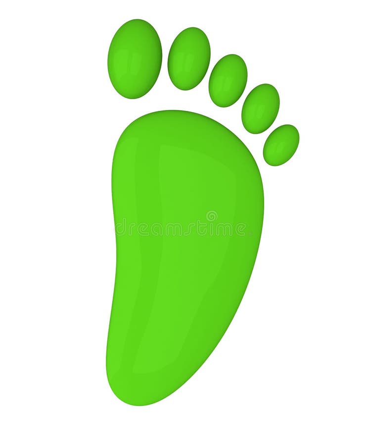 Green foot icon, 3d