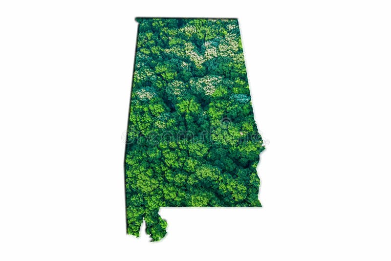Green Forest Map of Alabama stock photography