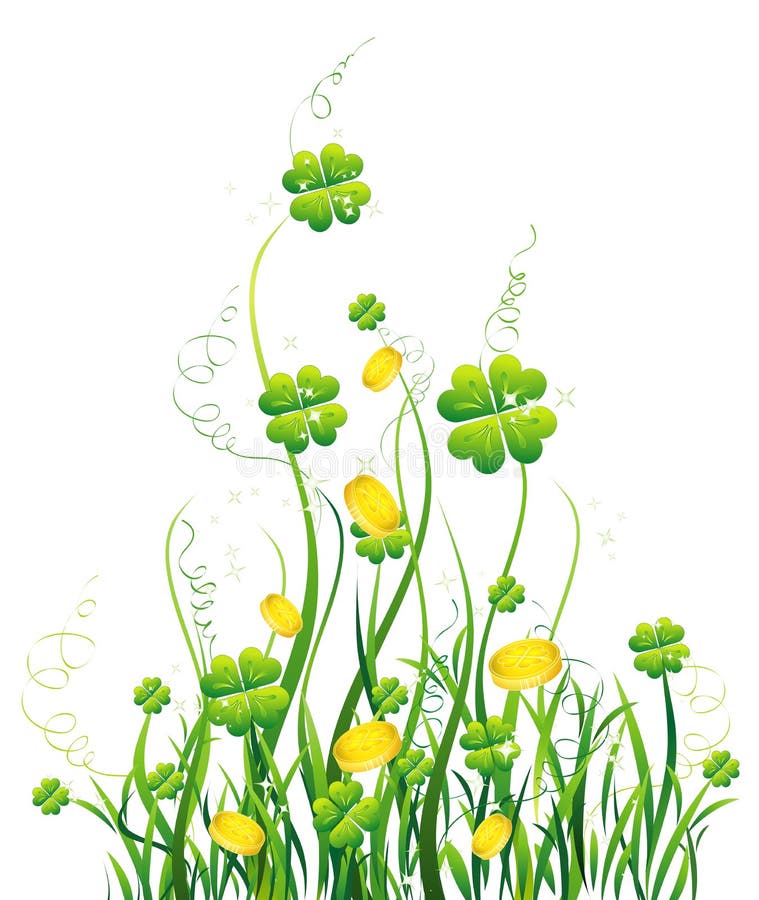 Green four-leaves and yellow wild flower