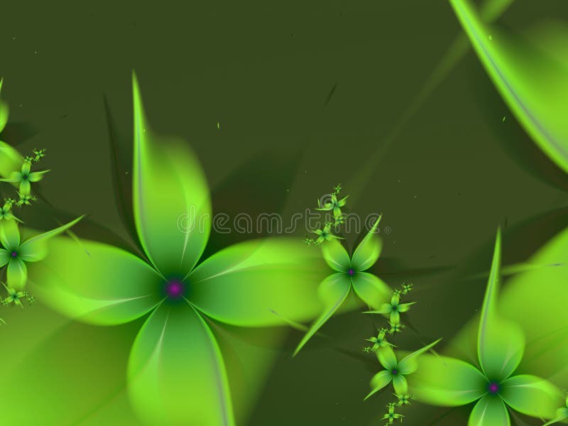 Green fractal background with fantasy flowers. stock illustration Green fractal background with fantasy flowers. stock illustration