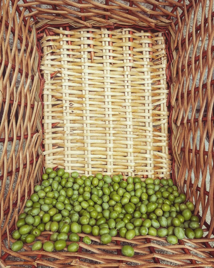 Olives in basket stock photo. Image of green, healty, brown 6858222