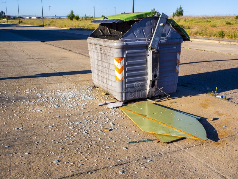 Green Garbage Containers in the City Street Stock Image Image of