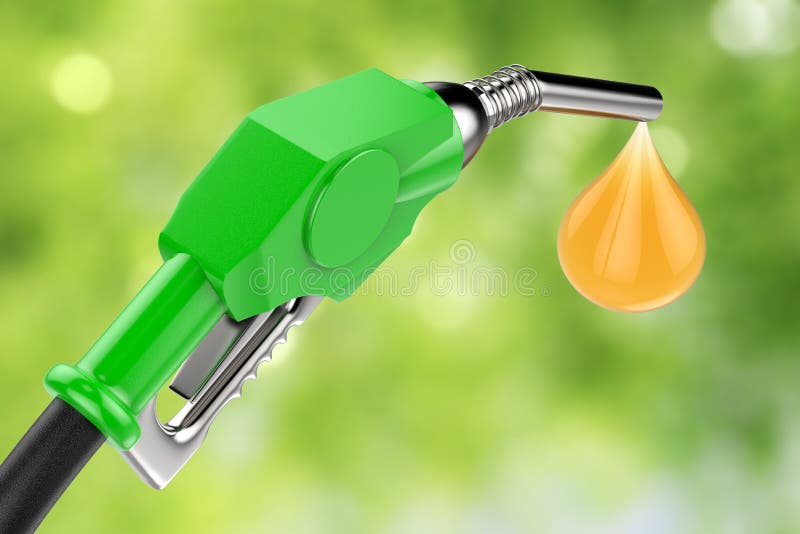 Green Gas Pump Nozzle with Oil Splash Stock Illustration Illustration