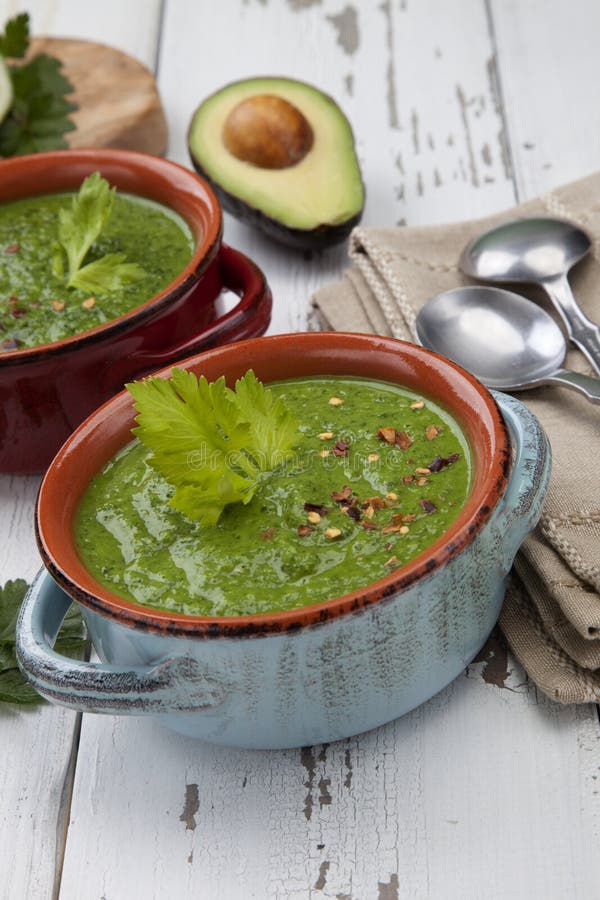 Green Gazpacho Soup With Eggs Stock Image - Image of ...