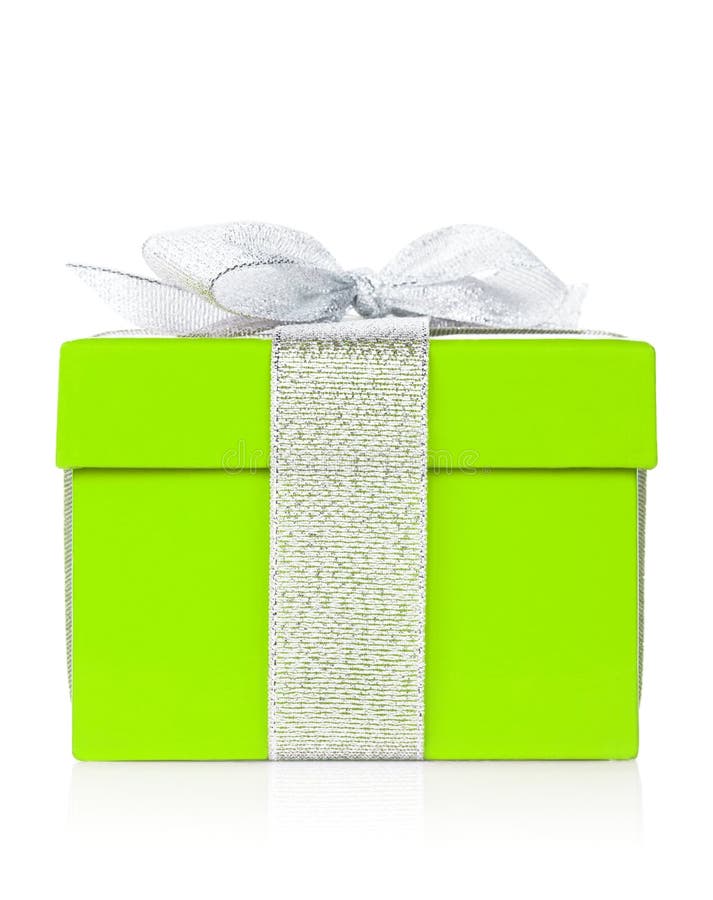 Two Green Gift Boxes with Silver Ribbon and Bow Stock Photo Image of