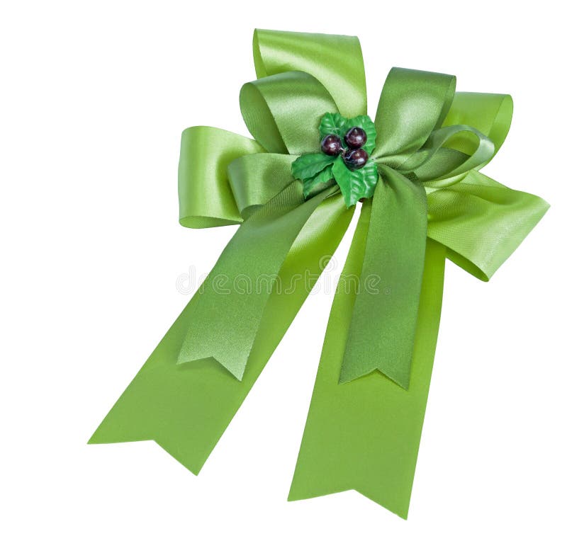Green Gift Satin Ribbon Bow Stock Image Image of party, knot 30743149