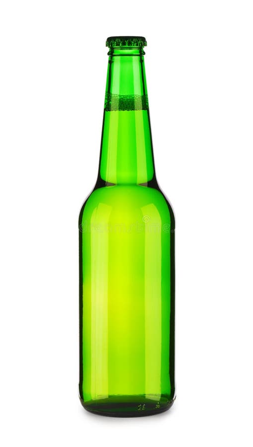 Green glass beer bottle stock photo. Image of liquid 13487584