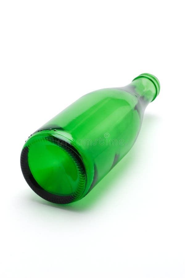 Green glass bottle stock image