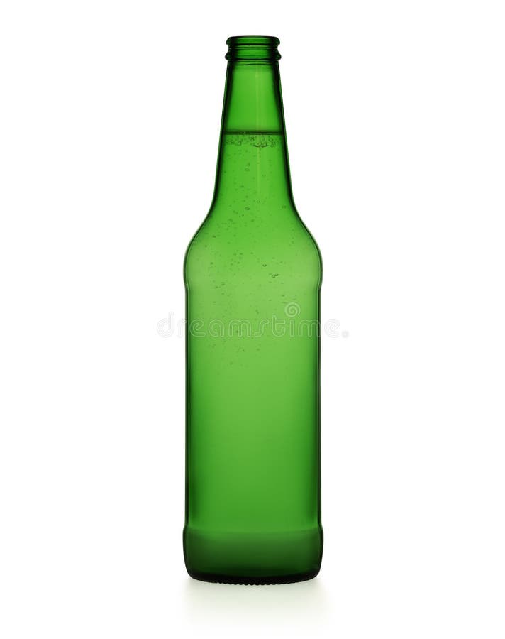 Green Glass Bottle with Beer Isolated Stock Photo Image of lager