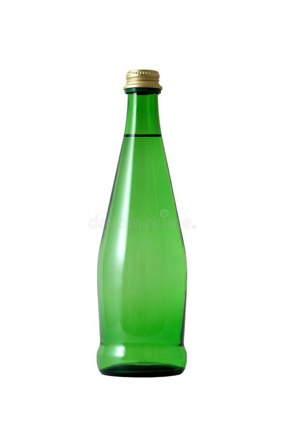 Green Glass Bottle with Water Stock Image Image of single, alone