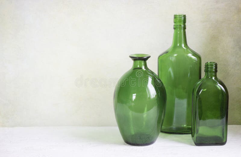 Green glass bottles stock image. Image of disorder, green 18482357