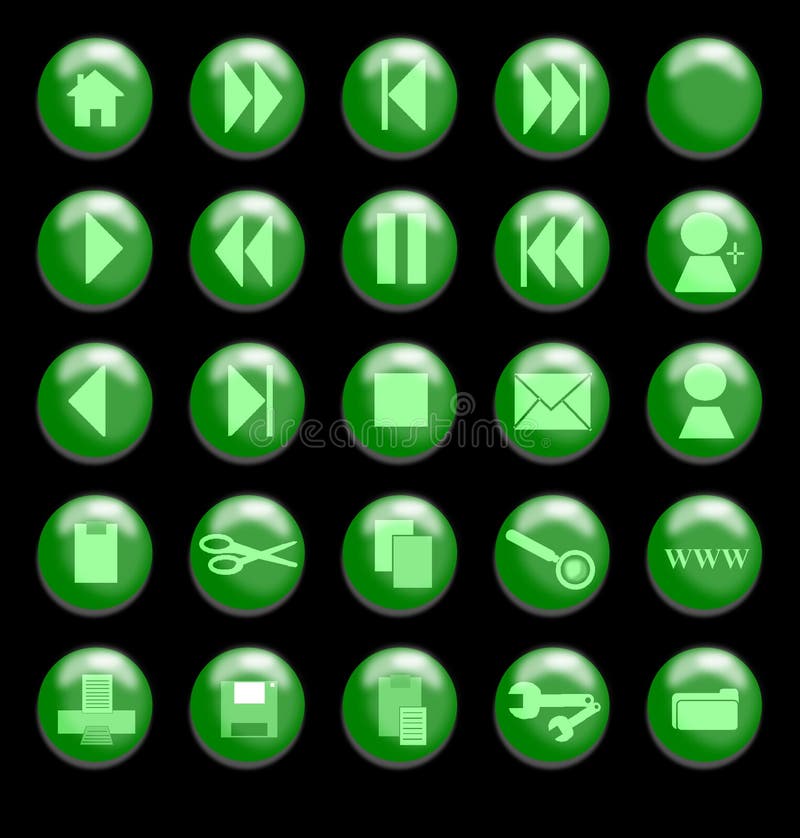 Green Glass Buttons on a Black Background