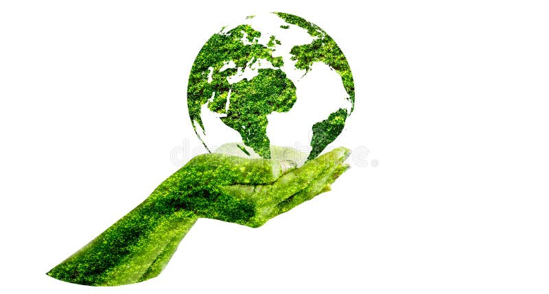 Green globe inside concept protecting the environment and nature stock illustration.