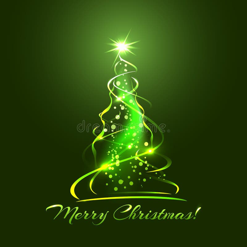 Green glow xmas tree stock vector. Illustration of reflection 62487171