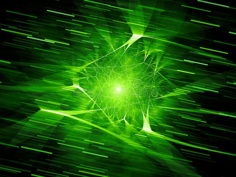 Conexiuni de rețea futuristă cu luminozitate verde în spațiu cu motio royalty free illustration