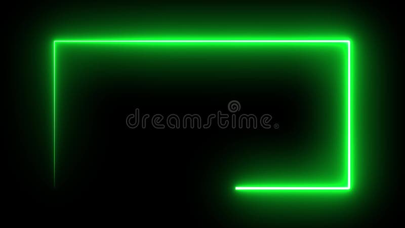 Green Glowing Neon rectangle frame loop animation vector illustration