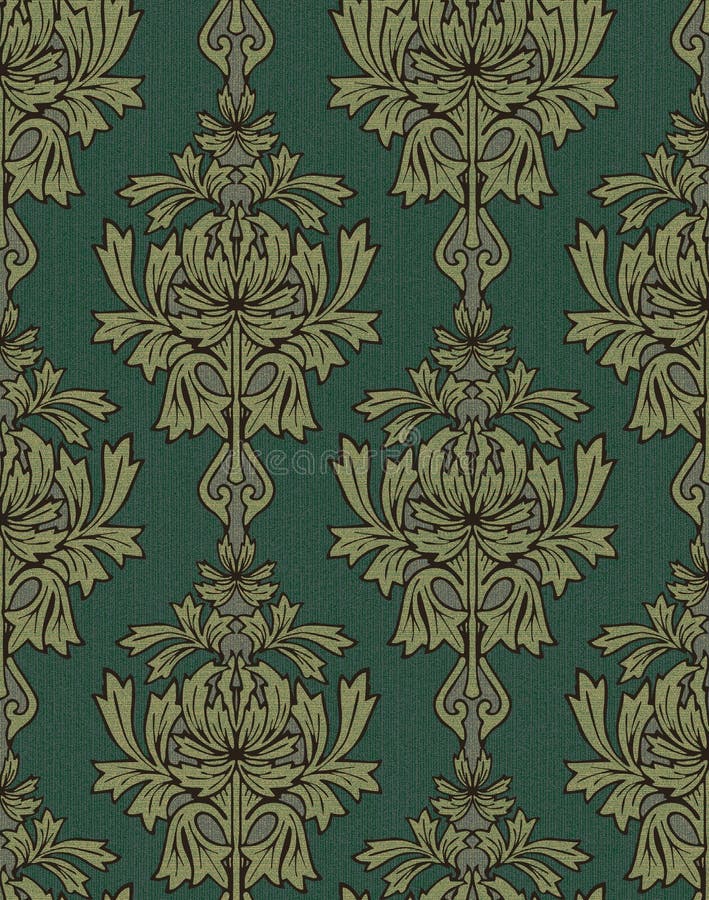Green And Gold Damask Wallpaper