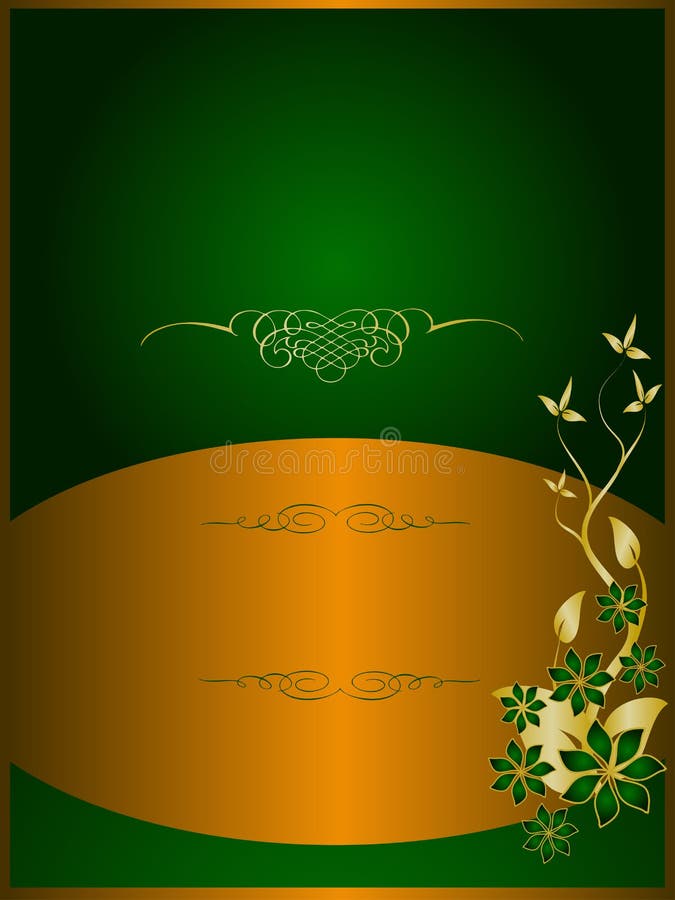 Green and Gold Floral Background Stock Vector Illustration of green