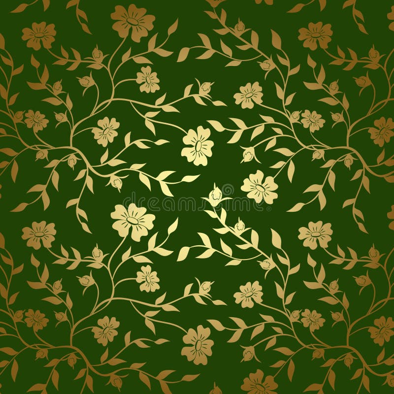 Green and Gold Floral Texture for Background Eps Stock Vector