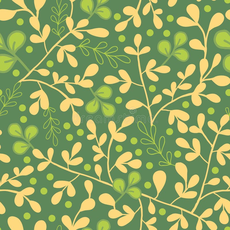 Green And Gold Leaves Seamless Pattern Background Stock Vector - Image