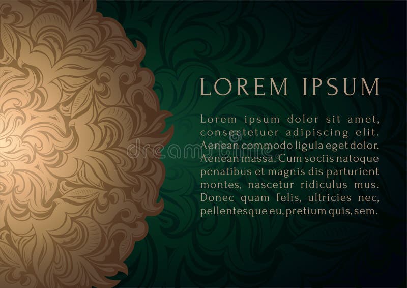 Green and gold luxury background vector. Islamic paisley mandala royal pattern card template